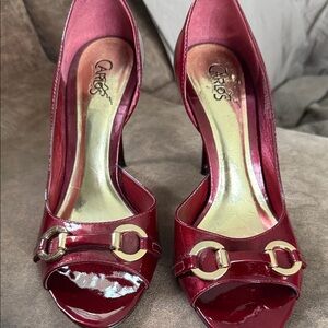 Carlos by Carlos Santana Burgundy Peep-Toe Heels